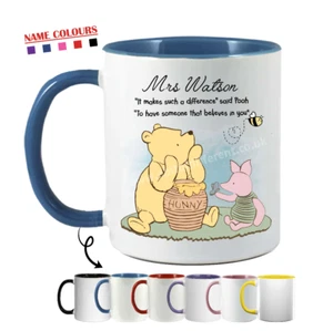 Teacher personalised mug , Winnie the pooh Mug , optional' Coaster Unique Gift - Picture 1 of 14
