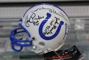 BALTIMORE COLTS HOF LEGENDS SIGNED MINI HELMET UNITAS, MARCHETTI, MOORE JSA LOA - Picture 1 of 9