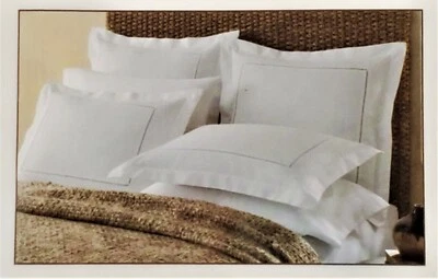LINENWEAVE Hemstitch Tailored Euro Sham Pillowcase 26 In x 26 In Set of 2 White - Image 1 of 4