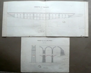 Viadotto di Valpiana 2 Tavole Particolari Coppi Massa Marittima 1892 Circa - Foto 1 di 3
