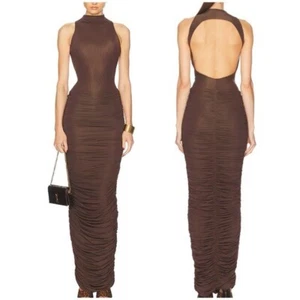 Maygel Coronel Boquetillo Dress Brown Wood One Size - Picture 1 of 4