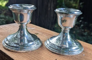 2 VINTAGE PSCO Weighted STERLING SILVER CANDLEHOLDERS 925 Silver - Picture 1 of 12