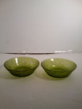 Vintage Anchor Hocking Soreno Avocado Green Set Of 2 Glass Cereal Bowls 6”