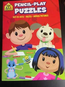 SCHOOL ZONE PENCIL-PLAY PUZZLES DOT-TO-DOTS MAZES HIDDEN PICTURES COLORING BOOK - Imagen 1 de 2