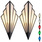 Battery Operated Wall Sconces Set of 2,Not Hard Wired Fabric Shade Triangle R...