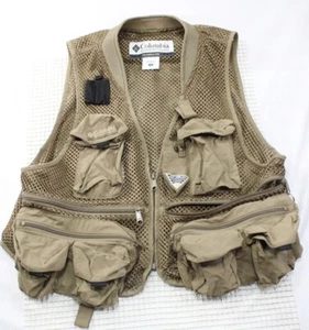 Columbia Sportswear Mens Mesh Fishing Vest With Pockets Khaki Medium - Picture 1 of 12