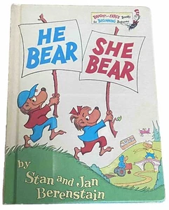 1974 Berenstain Bears He Bear She Bear 1st Ed Grolier Book Club HC Very Good - Picture 1 of 17