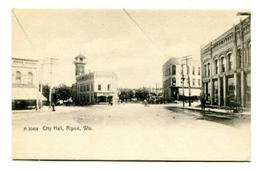 Ripon, WI. Rathaus + Innenstadt. Wisconsin. Schöne Rotographenkarte, um 1905. - Bild 1 von 2