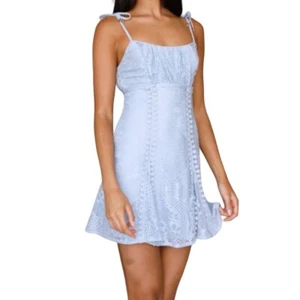 One and Only Collective Patterned Lace Tie Strap Mini Dress Blue Size Large NWT - Picture 1 of 3
