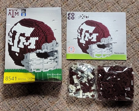 FOCO Texas A&M Aggies BRXLZ Football Helmet Building Lego Set 3D Dimensional Cover