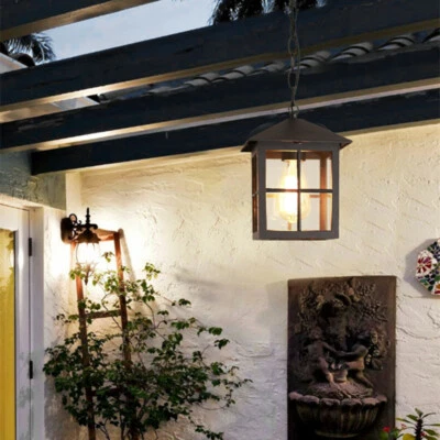 Outdoor Pendant Lighting Home Lamp Black Ceiling Light Yard Glass Pendant Light - Image 1 of 4