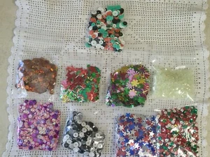 Assorted Bags of Sequins Lot of 9 - Picture 1 of 6