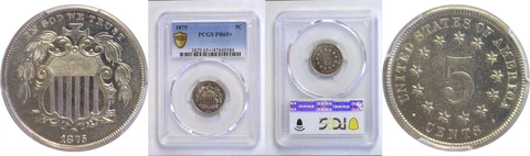 1875 Shield Nickel PCGS PR-65+ Cover