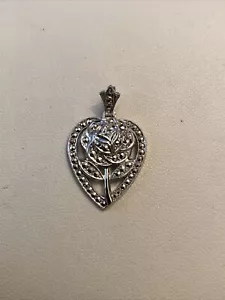 Sterling Rose Heart Pendant - Picture 1 of 8