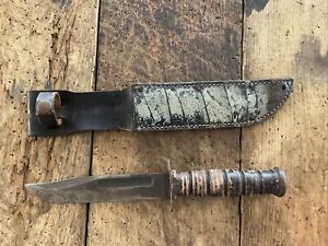 VINTAGE US CAMILLUS FIXED BLADE MILITARY FIGHTING KNIFE WWII