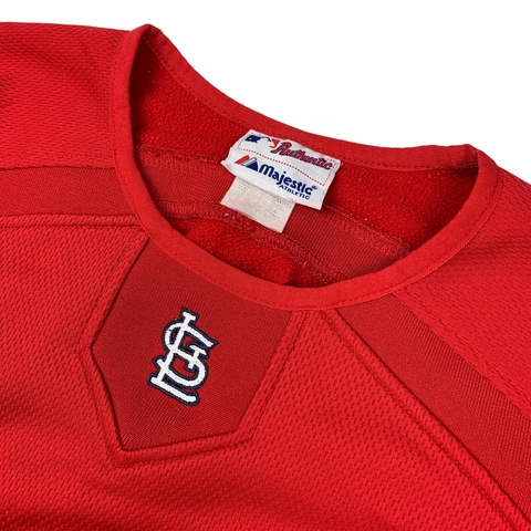 St. Louis Cardinals Men's Majestic Therma-Base Fleece Pullover Red • Large Cover