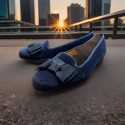 Zapatos planos con lazo de fieltro negro Stubbs And Wooton para mujer talla 8 Foto 1 de 4