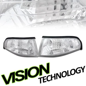 Chrome Clear Turn Signal Parking Corner Lights Pair K2 For 94-98 Ford Mustang - Picture 1 of 2