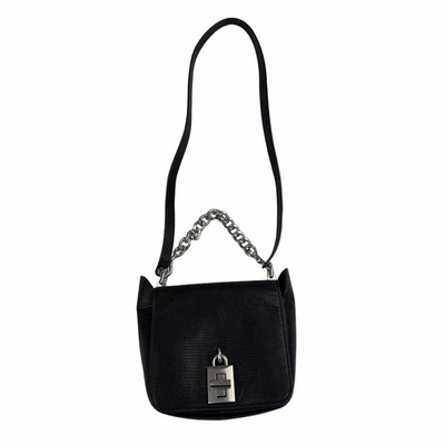 Bolso Bandolera Rebecca Minkoff Love Too Cuero Negro Repujado Correa de Cadena Foto 1 de 4