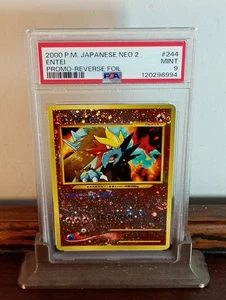 Entei Japanese Neo 2 Reverse Holo 2000 Pokemon Card - PSA Mint 9 - Picture 1 of 2