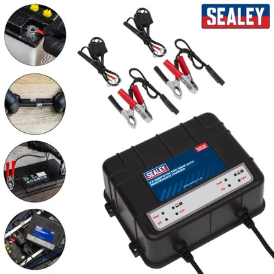 Sealey MBC250 Two Bank 6/12V 10Amp Auto Maintenance Charger - Image 1 of 4