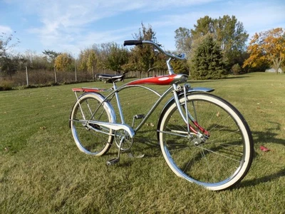 1960s SEARS FLIGHTLINER MENS CHROME TANK BIKE SPACELINER 2-SPEED MURRAY VINTAGE! - Image 1 of 4