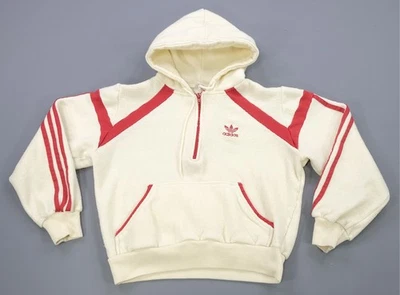 Sudadera con Capucha Rara De Colección ADIDAS Trifolio Deletrear Rayas 1/4 Cremallera Años 80 Talla M Foto 1 de 4