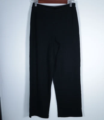 Pantalones para mujer Appleseed’s negros talla pequeña pierna ancha elásticos Foto 1 de 3