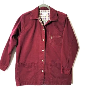 Cabin Creek Womens Chore Jacket Sz M Button Down Long Sleeves Burgundy Cabincore - Picture 1 of 13