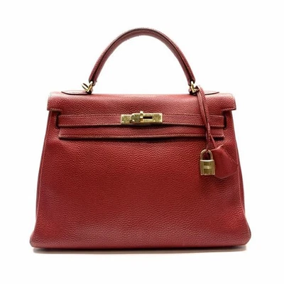 Bolso de mano HERMES Kelly 32 Togo de cuero rojo costura interior cierre giratorio 99 Foto 1 de 4