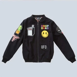 Drop Dead Deadstock Wool Bomber Jacket with Patches - Size 8 - Picture 1 of 4