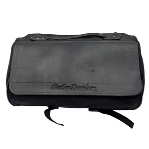 Harley-Davidson Reisetasche schwarz Leder Canvas mit geprägtem Logo robuster Riemen - Bild 1 von 12