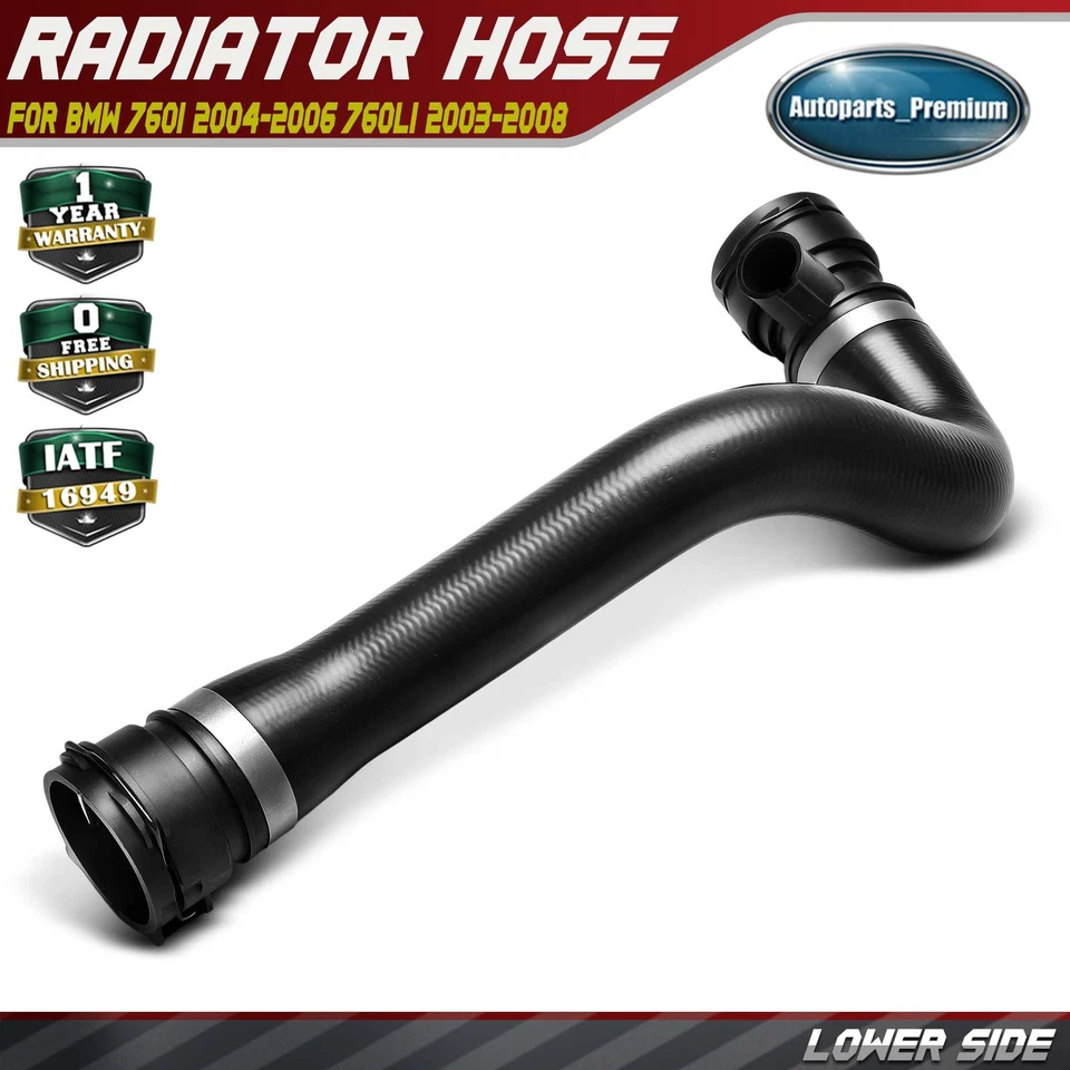 Mangueira de líquido de arrefecimento do radiador inferior para BMW E65 760i 2004-2006 E66 760Li 2003-2008 6.0L - Imagem 1 de 4