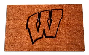 Alfombra de bienvenida grabada con láser Wisconsin Badgers, fibra de coco 100 % natural - Imagen 1 de 1