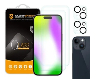 2 x protection d'écran en verre trempé Supershieldz pour Apple iPhone 15 (6,1") + objectif - Photo 1 sur 5