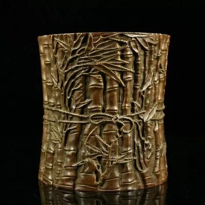 Chinese Natural Bamboo Handcarved Exquisite Brush Pot 14822 • 99$