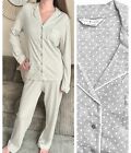 Ex Famous Store Pyjama's Grey Cooling Cotton Modal Full Length Long Sleeved Plus