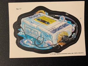 1985 Topps Wacky Packages Soapy Washman 17 Sticker Card Puzzle Back Sony Walkman