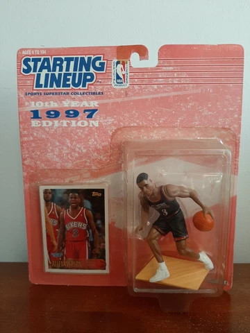 1997 NBA STARTING LINEUP Basketball ALLEN IVERSON Philadelphia 76ers NBA Card OG Cover