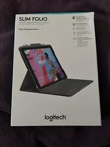 Logitech Slim Folio Case with Bluetooth Keyboard for iPad 7th 8th Gen 10.2 Inch - Picture 1 of 4
