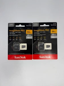 SanDisk 64GB ImageMate PRO MicroSDXC UHS-I Memory Card (Lot of 2pcs) - Picture 1 of 9
