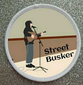 3" Street Singer Busker Busking Iron / Sew on Patch Badge Music Live