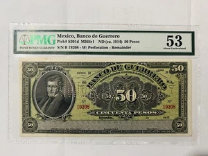 Mexico, PMG, Banco de Guerrero,(1914) 50, Pesos, Uncirculated. - Picture 1 of 2