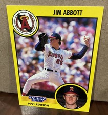 JIM ABBOTT 1991 KENNER STARTING LINEUP CARD - LOS ANGELES ANGELS
