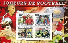 FOOTBALL Players (Ronaldo/Messi/Kaka/Neuer) Stamp Sheet #1 of 5 (2011 Burundi)