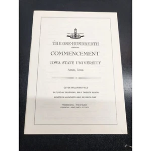 Iowa State University 100th Commencement Program 1971 - Picture 1 of 8