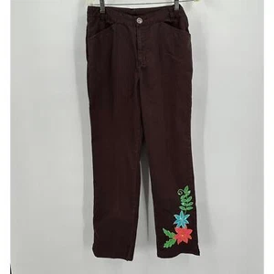 Birch Hill Womens Embroidered Jeans Size 6 Floral Cottagecore Chocolate Brown - Picture 1 of 9