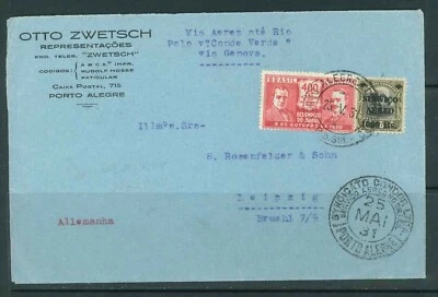 Luftpostbrief: Brasilien nach Leipzig 25.5.31 mit Luftpost befördert  - Bild 1 von 2