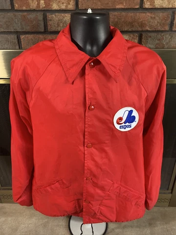 Vintage Montreal Expos MLB Baseball Varsity Snap Jacket Coat Mens Sz Large Vtg Cover