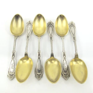 VENETIAN by WOOD & HUGHES Set of 6 Demitasse Spoons 925 Sterling Silver 4 1/4" - Picture 1 of 12